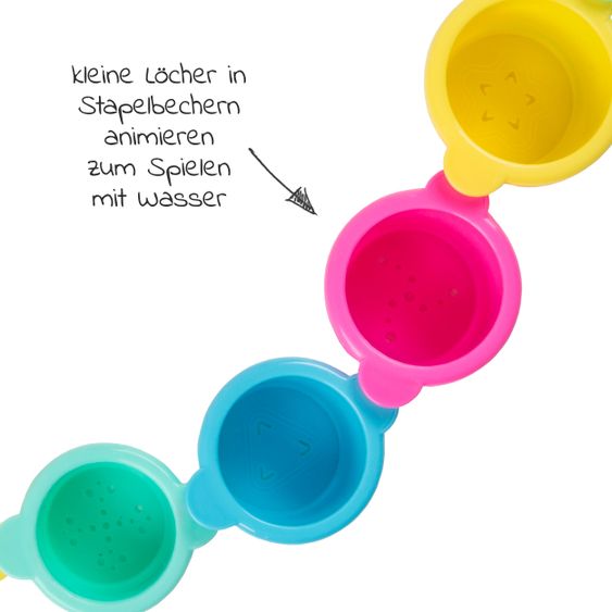 playgro 15-tlg. Geschenkset Badespielzeug mit 8 Stapelbechern, 6 Badetieren & 1 Badebuch