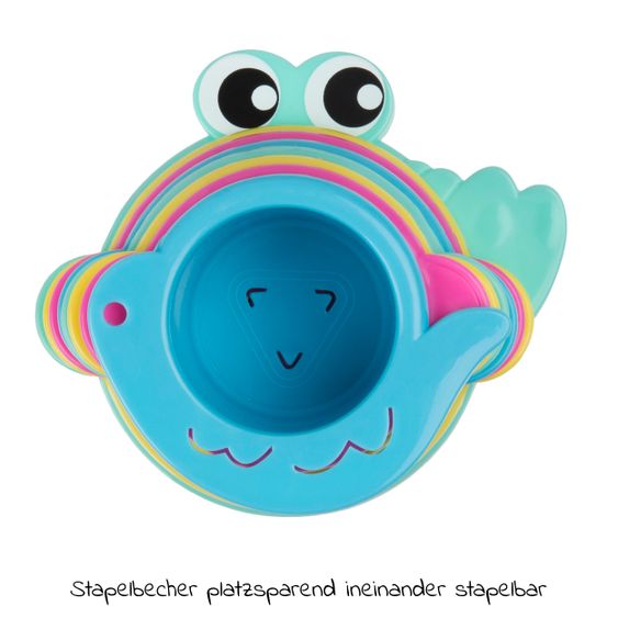 playgro 15-tlg. Geschenkset Badespielzeug mit 8 Stapelbechern, 6 Badetieren & 1 Badebuch