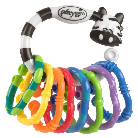 playgro Beißring-Rasselkette Zebra 9-teilig