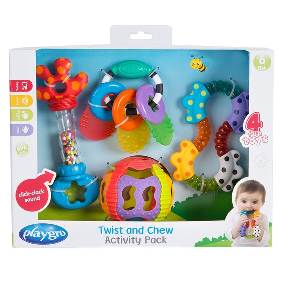 playgro Spiel- und Geschenkset Activity Pack mit Rassel und Beißring