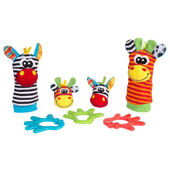 playgro Spiel- und Geschenkset mit Hand- und Fußgelenksrassel - Dschungelfreunde