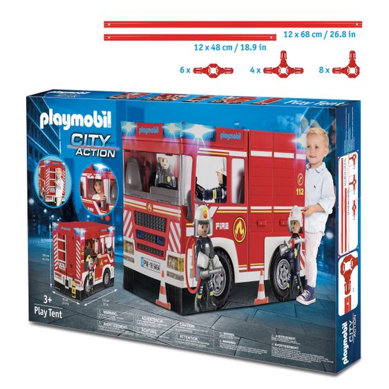 Playmobil Spielzelt Feuerwehr Auto - 145x68 cm