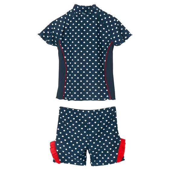Playshoes 2-tlg. Bade-Set - Herzchen Marine Rot - Gr. 74/80