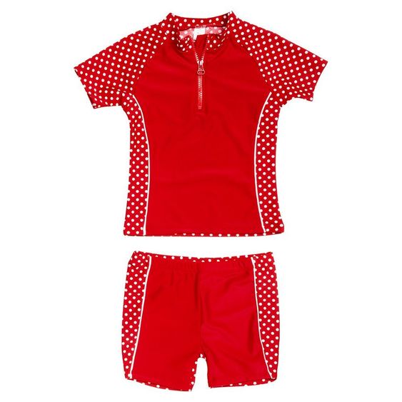 Playshoes 2-tlg. Bade-Set Punkte - Rot - Gr. 74 / 80