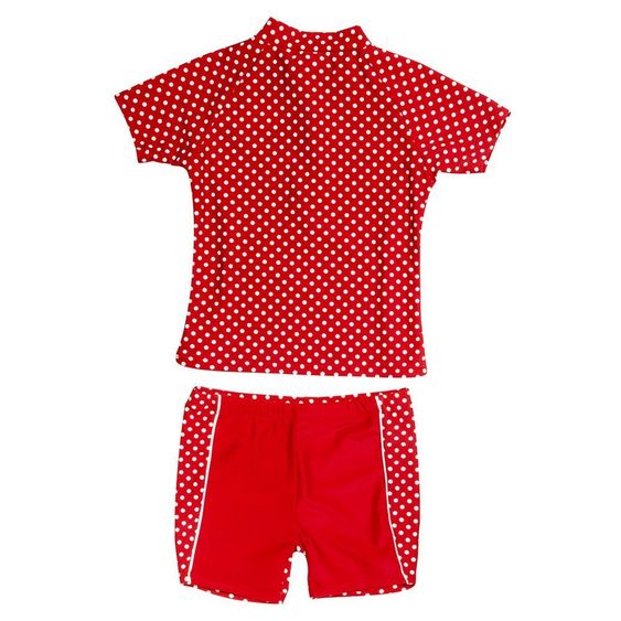 Playshoes 2-tlg. Bade-Set Punkte - Rot - Gr. 74 / 80