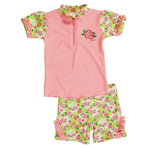 Playshoes 2-tlg. Bade-Set Rose - Grün Rosa - Gr. 74/80