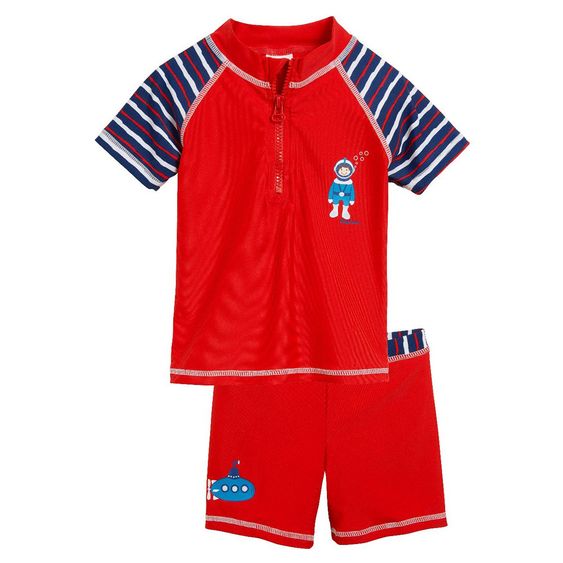 Playshoes 2-tlg. Bade-Set Taucher - Rot - Gr. 74/80