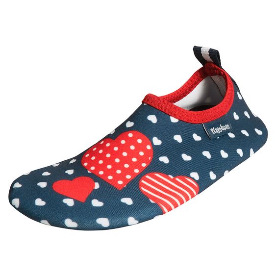 Playshoes Aqua-Slipper - Herzchen Marine Rot - Gr. 18/19