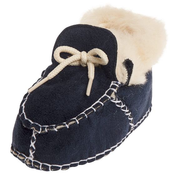 Playshoes Baby-Schuhe Lammfell-Optik zum Schnüren - Blau - Gr. 16/17