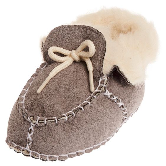 Playshoes Baby-Schuhe Lammfell-Optik zum Schnüren - Grau - Gr. 16/17
