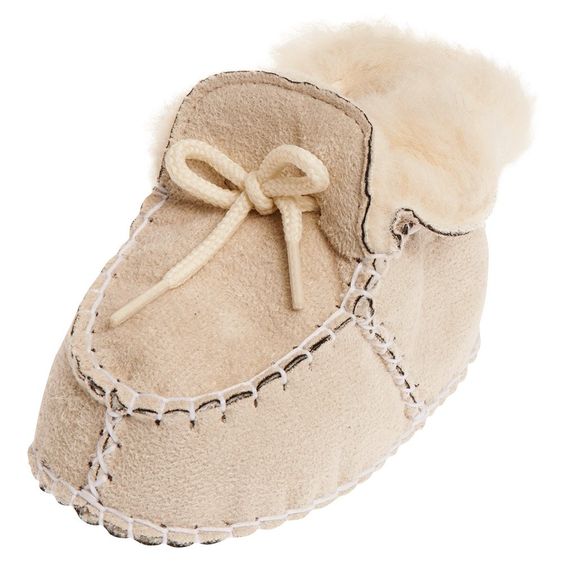 Playshoes Baby-Schuhe Lammfell-Optik zum Schnüren - Natur - Gr. 16/17
