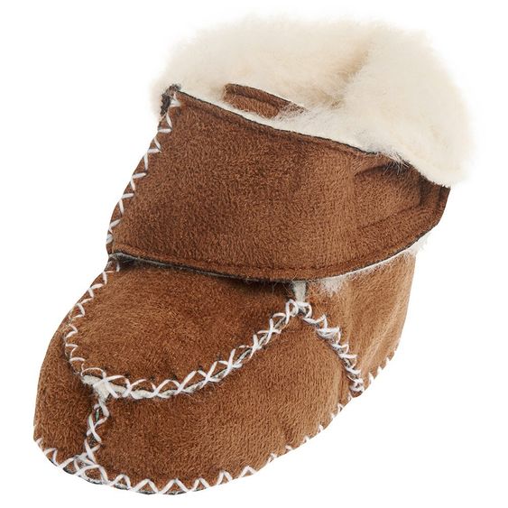 Playshoes Baby-Schuhe mit Schafwoll-Futter Klettverschluss - Hellbraun - Gr. 20/21