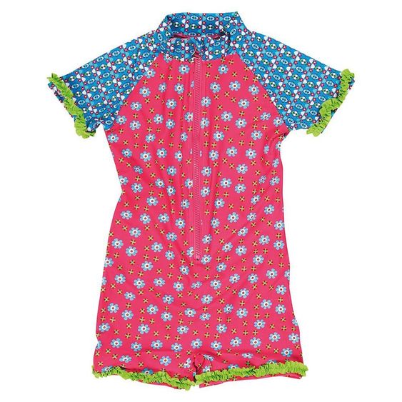 Playshoes Bade-Einteiler Blumen - Pink - Gr. 74 / 80