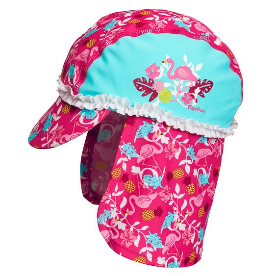 Playshoes Bade-Mütze mit Nackenschutz - Flamingo Türkis Pink - Gr. 49