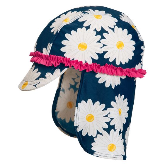 Playshoes Bade-Mütze mit Nackenschutz - Margerite Dunkelblau - Gr. 49