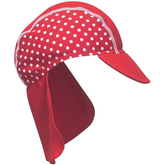 Playshoes Bade-Mütze mit Nackenschutz - Punkte Rot - Gr. 49