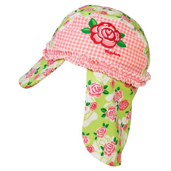 Playshoes Bade-Mütze mit Nackenschutz Rose - Grün Rosa - Gr. 49