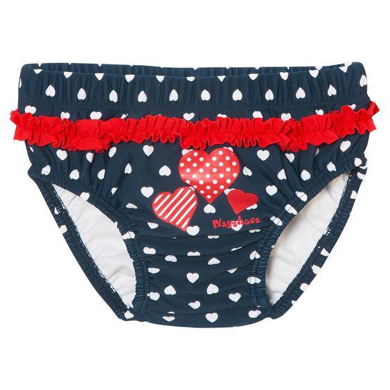 Playshoes Bade-Windelhose - Herzchen Marine Rot - Gr. 62/68