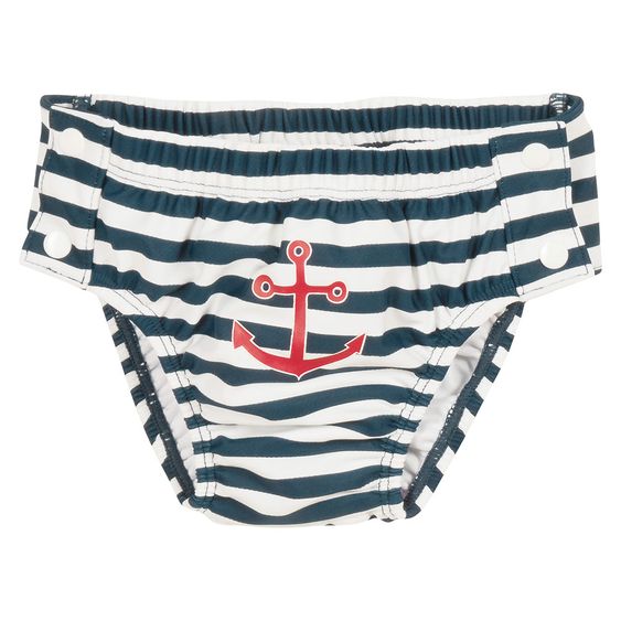 Playshoes Bade-Windelhose mit Druckknöpfen - Maritim Marine Weiß - Gr. 62/68