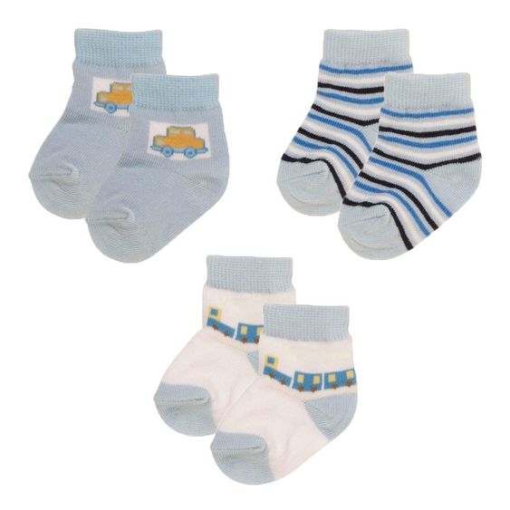 Playshoes Erstlingssocken 3er Pack - Hellblau - Gr. 0 - 3 Monate