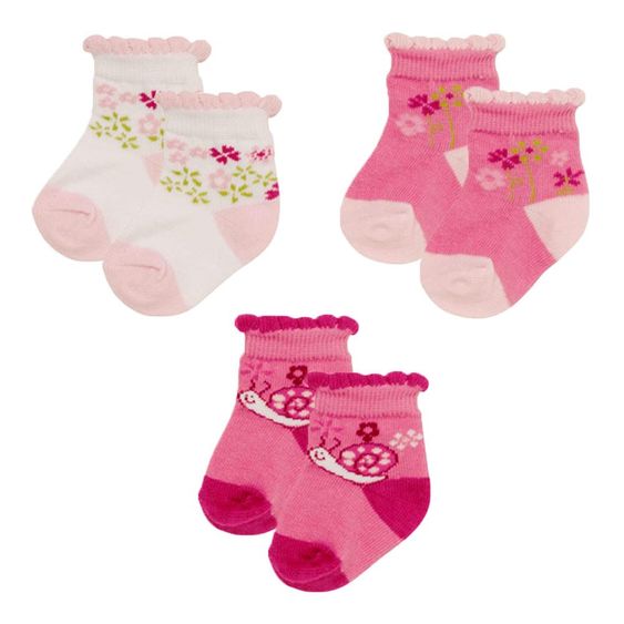 Playshoes Erstlingssocken 3er Pack - Pink - Gr. 0 - 3 Monate