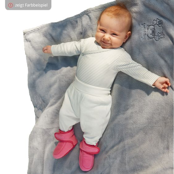 Playshoes Fleece-Schuh mit Klettverschluss - Grau - Gr. 16 /17