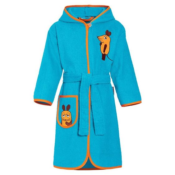 Playshoes Frottee-Bademantel - Die Maus Aquablau - Gr. 86/92