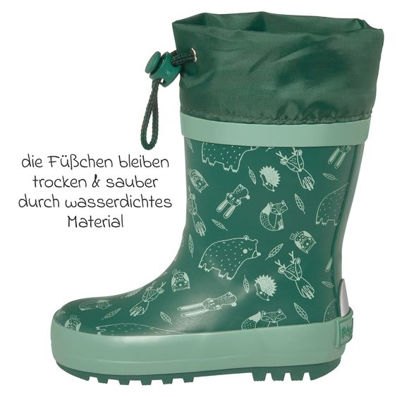Playshoes Wellies - Animali della foresta - Verde - Taglia 22