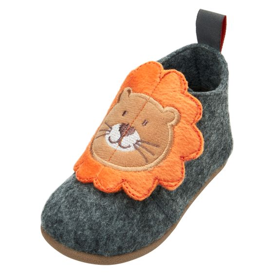 Playshoes Hausschuhe aus Filz - Löwe Grau - Gr. 23