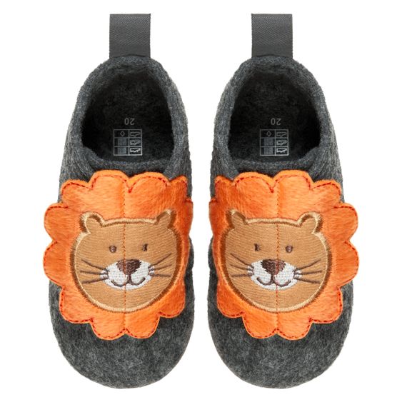 Playshoes Hausschuhe aus Filz - Löwe Grau - Gr. 23