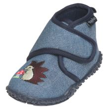 Hausschuhe Klettverschluss - Igel Jeansblau - Gr. 20/21