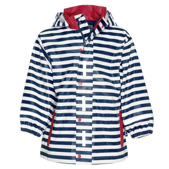 Playshoes Regen-Jacke Maritim mit Reflektoren - Streifen Marine Weiß - Gr. 80