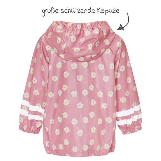 Playshoes Regen-Jacke mit Reflektoren - Margeriten - Rosa - Gr. 80