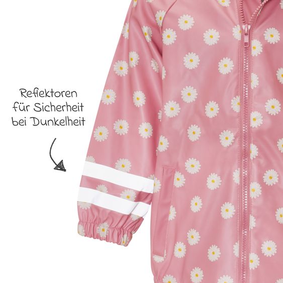 Playshoes Regen-Jacke mit Reflektoren - Margeriten - Rosa - Gr. 80