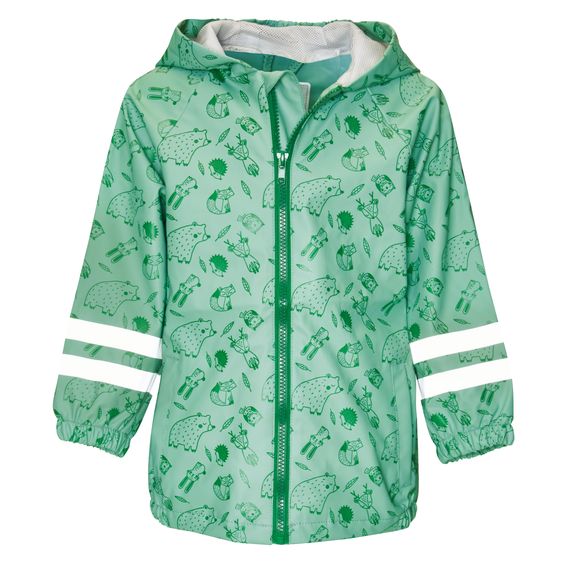 Playshoes Regen-Jacke mit Reflektoren - Waldtiere - Grün - Gr. 86