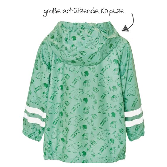 Playshoes Regen-Jacke mit Reflektoren - Waldtiere - Grün - Gr. 86
