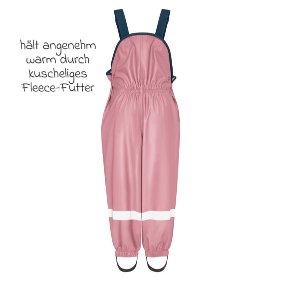 Playshoes Regen-Latzhose mit Fleecefutter - Rosa - Gr. 80