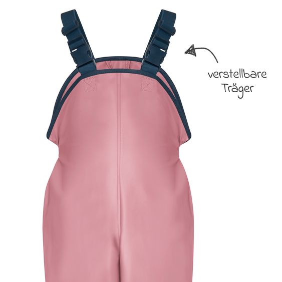 Playshoes Regen-Latzhose mit Fleecefutter - Rosa - Gr. 92