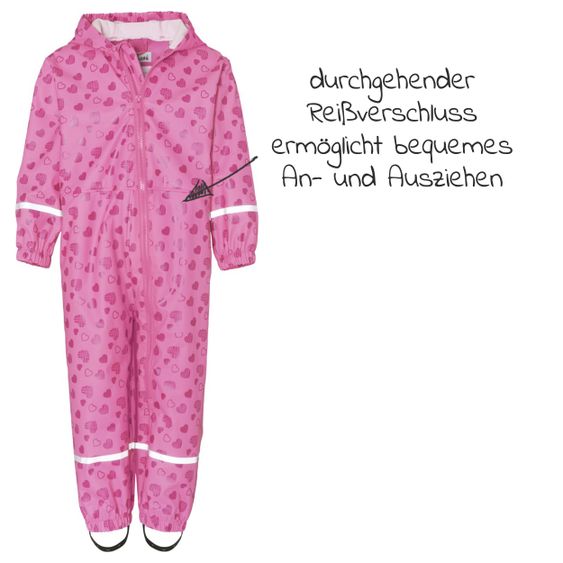 Playshoes Regenanzug - Herzchen Allover - Pink - Gr. 74