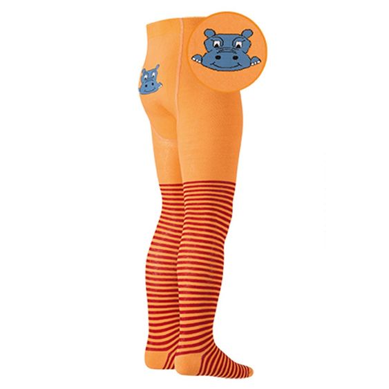 Playshoes Strumpfhose Nilpferd - Orange - Gr. 50 / 56