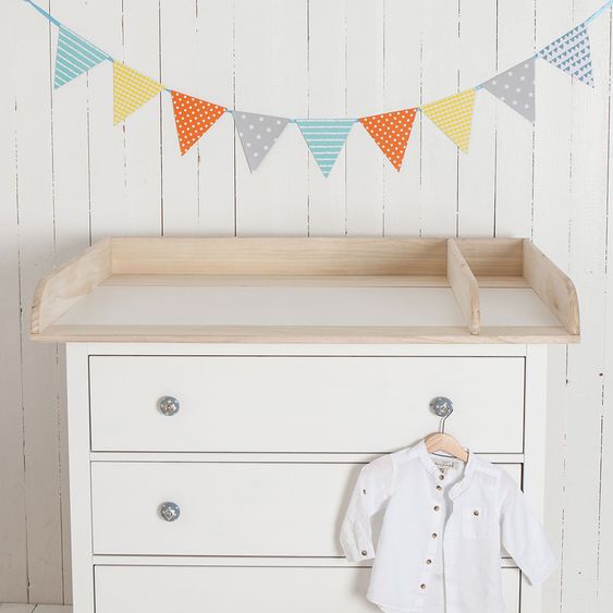 Puckdaddy  Wickelaufsatz XXL für IKEA Hemnes - Extrarund mit Trennfach - Naturholz