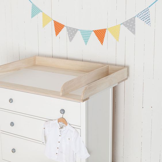 Puckdaddy  Wickelaufsatz XXL für IKEA Hemnes - Extrarund mit Trennfach - Naturholz