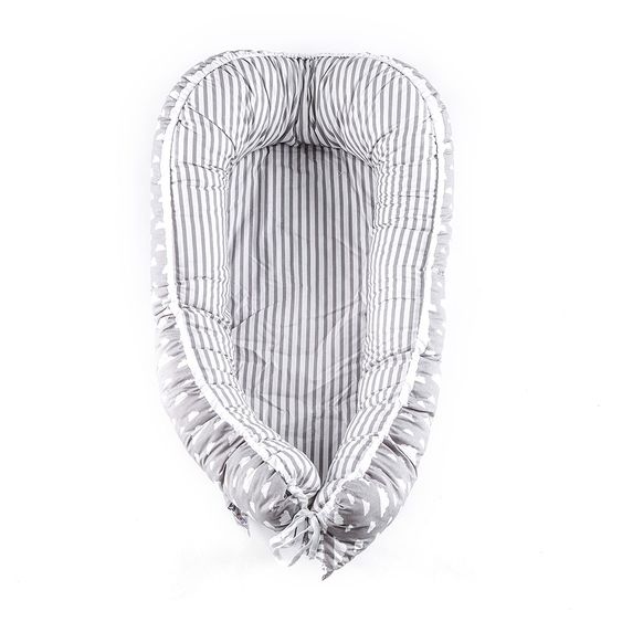 Puckdaddy Babynest - Wolken / Streifen - Grau