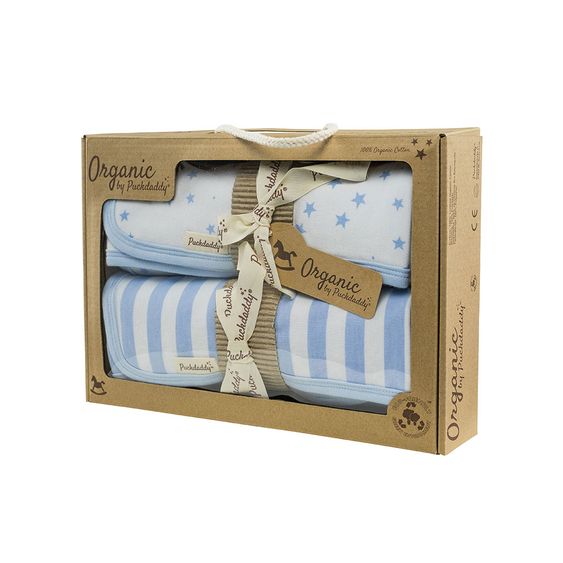 Puckdaddy Blanket set - Stripes / Stars - Light blue