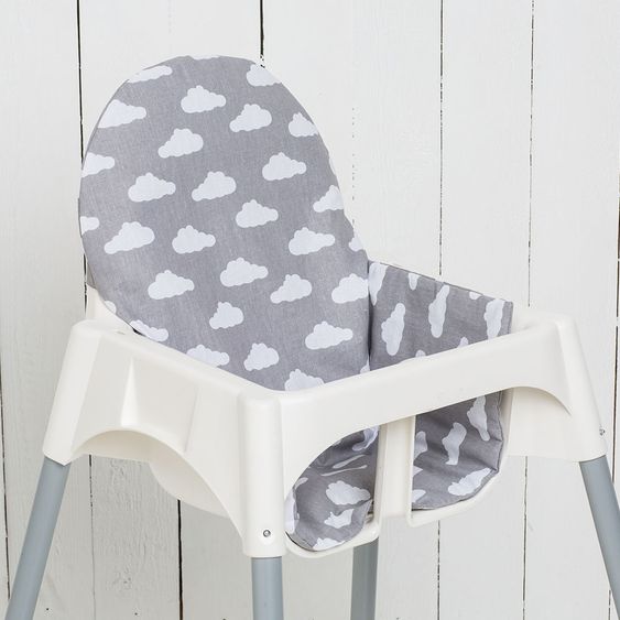 Puckdaddy Sitzkissen für Ikea Antilop Hochstuhl - Wolken - Grau