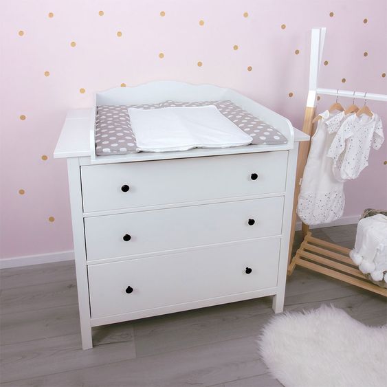 Puckdaddy Wickelaufsatz - für Ikea Hemnes Kommode - Wolke - Weiß