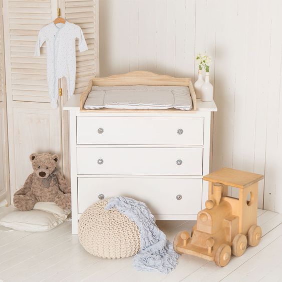 Puckdaddy Wickelaufsatz für IKEA Hemnes / Songesand Kommode - Wolke 7 - Naturholz