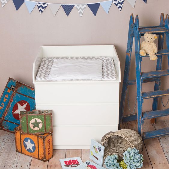 Puckdaddy Wickelaufsatz für IKEA Malm Kommode 15 cm - Weiß