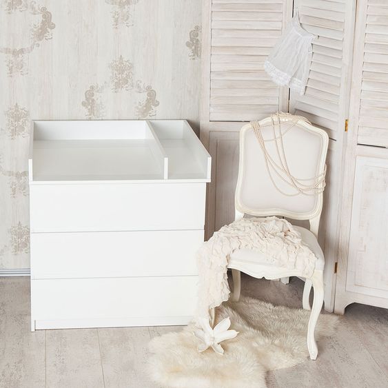 Puckdaddy Wickelaufsatz für IKEA Malm Kommode - Basic mit Trennfach - Weiß