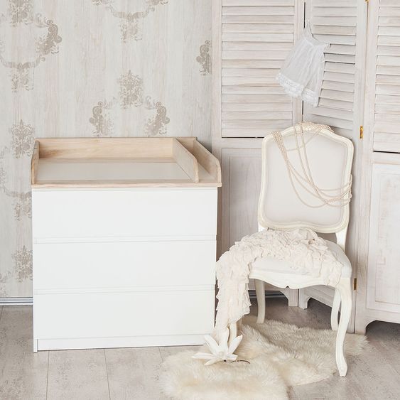 Puckdaddy Wickelaufsatz für IKEA Malm Kommode - Holz mit Trennfach